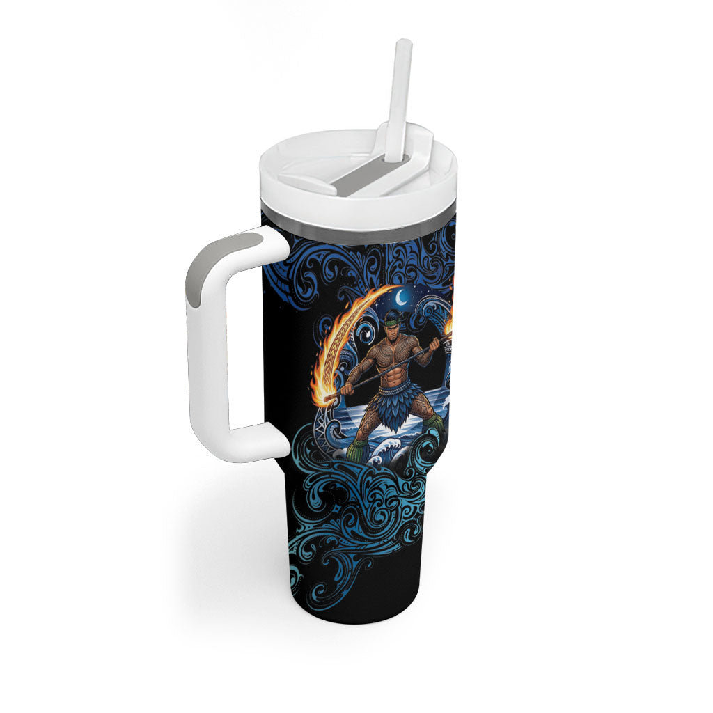 Samoa Siva Afi Tumbler With Handle Fireknife Fire Dance Pacific Tribal Motif