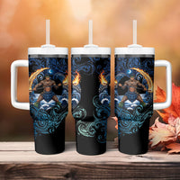 Samoa Siva Afi Tumbler With Handle Fireknife Fire Dance Pacific Tribal Motif