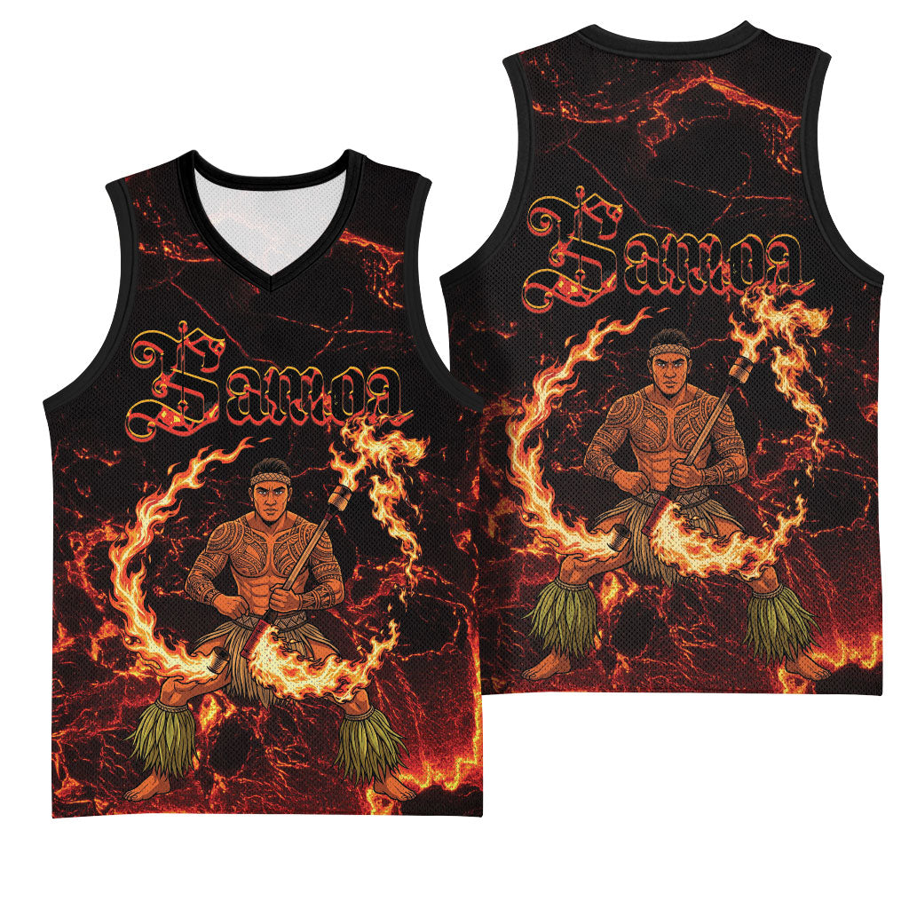 Samoa Siva Afi Dance Fireknife Basketball Jersey Polynesian Heritage Fire Dance