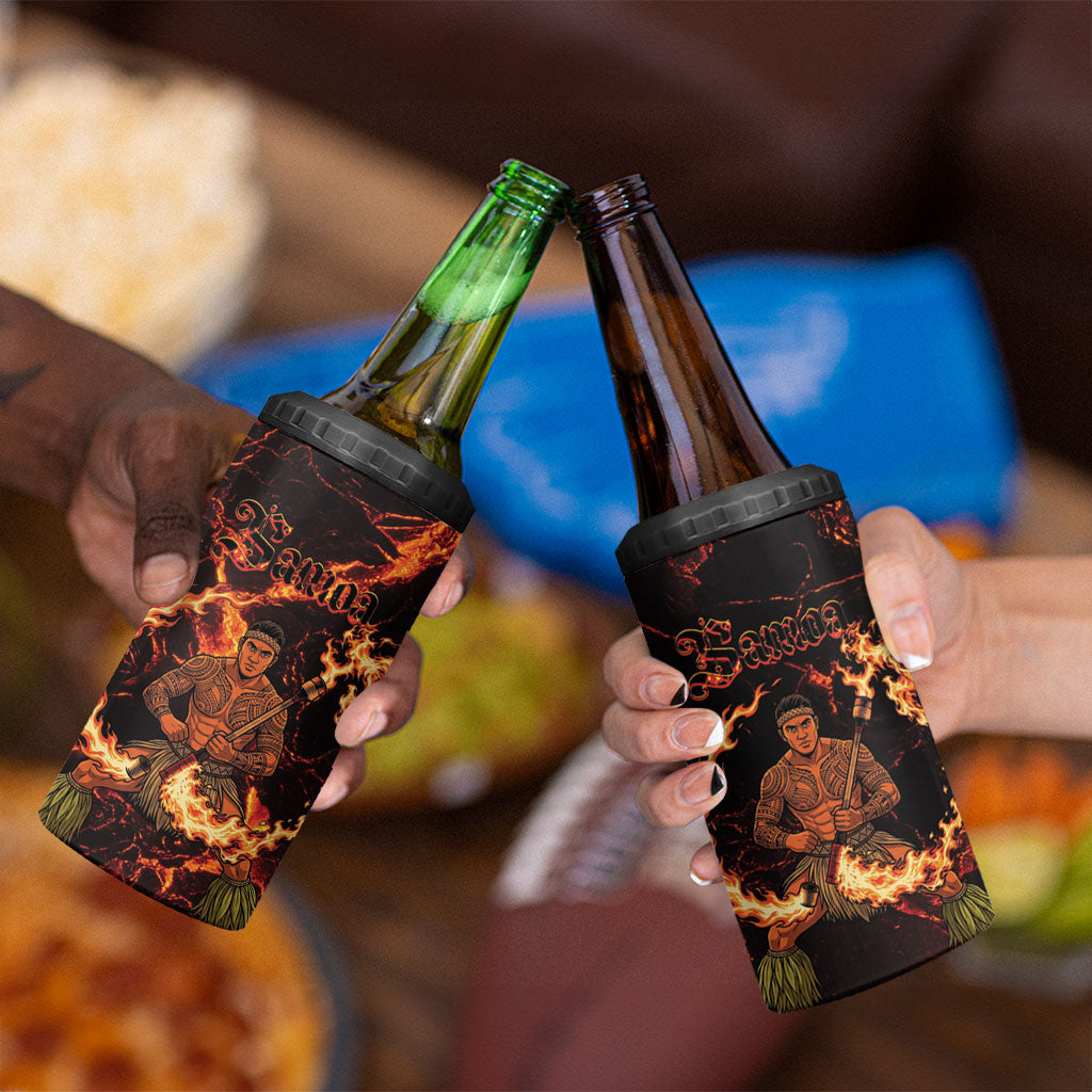 Samoa Siva Afi Dance Fireknife 4 in 1 Can Cooler Tumbler Polynesian Heritage Fire Dance