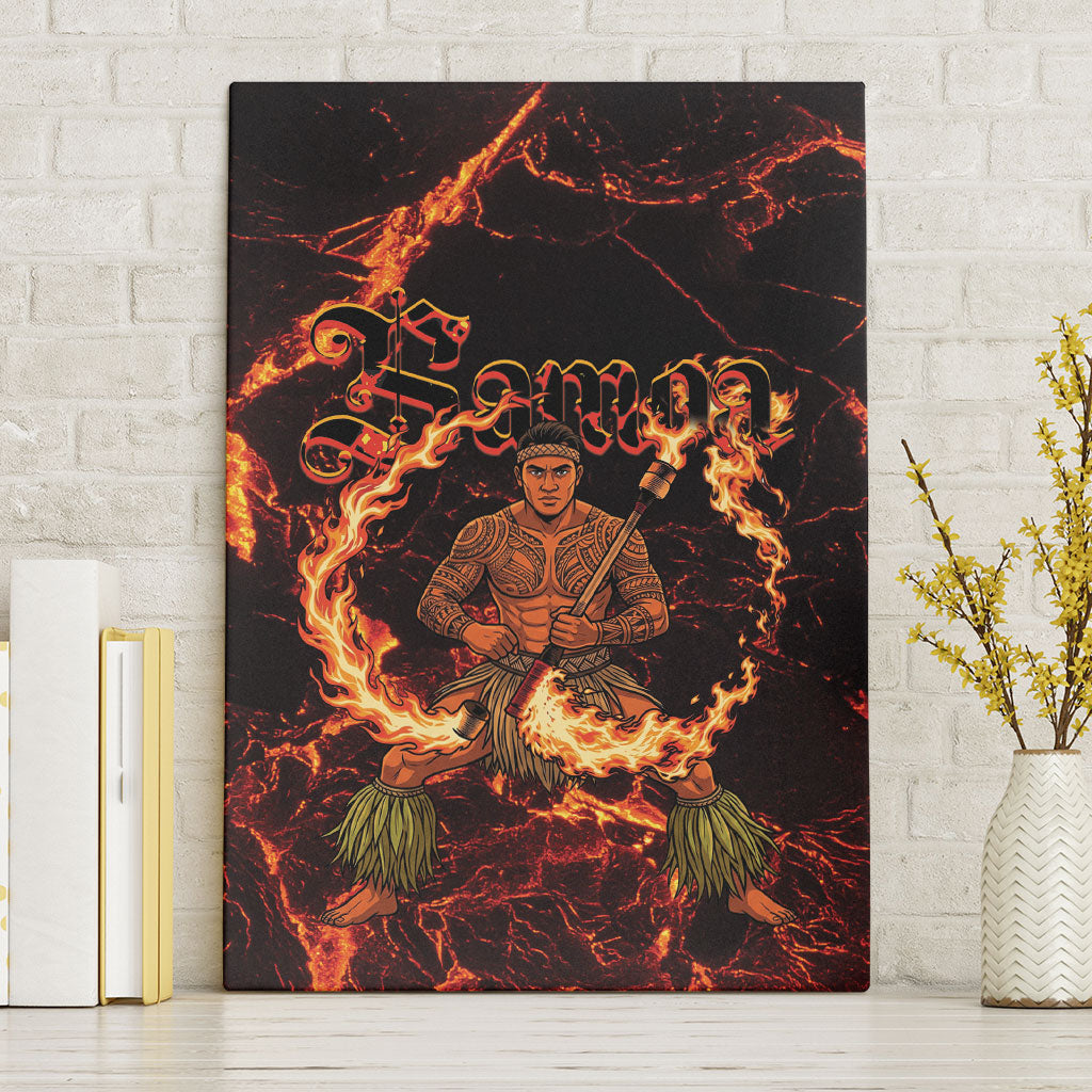 Samoa Siva Afi Dance Fireknife Canvas Wall Art Polynesian Heritage Fire Dance