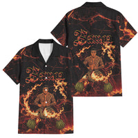 Samoa Siva Afi Dance Fireknife Family Matching Long Sleeve Bodycon Dress and Hawaiian Shirt Polynesian Heritage Fire Dance