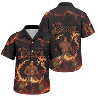 Samoa Siva Afi Dance Fireknife Family Matching Long Sleeve Bodycon Dress and Hawaiian Shirt Polynesian Heritage Fire Dance