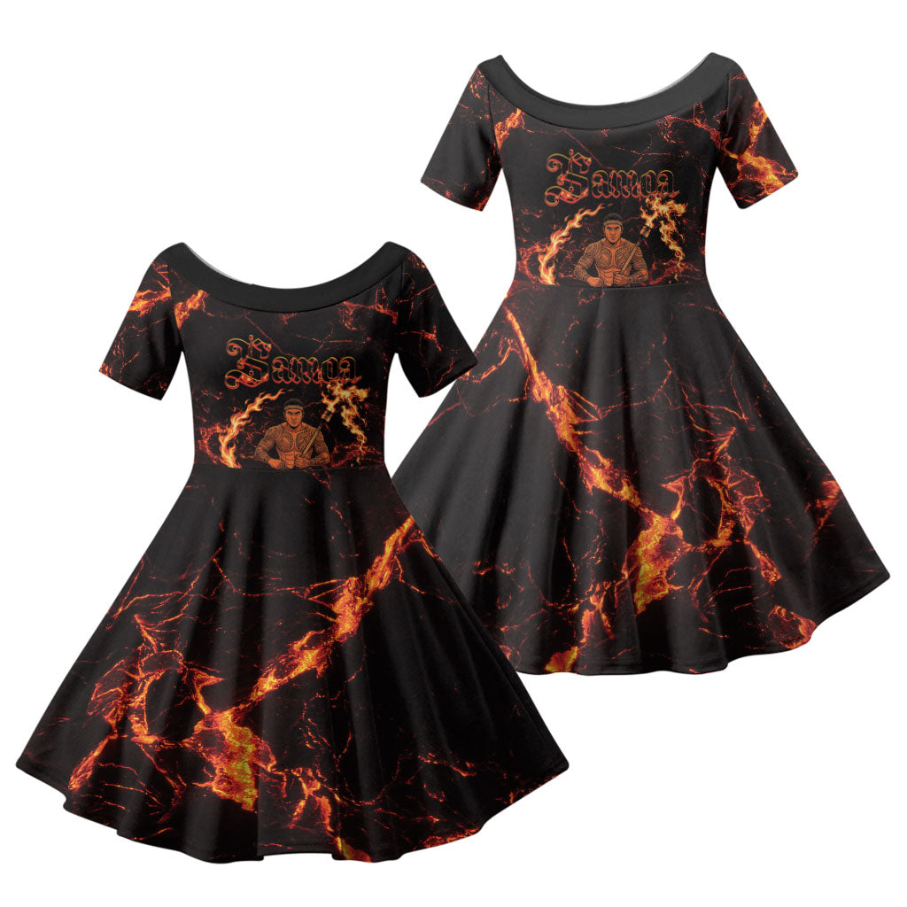 Samoa Siva Afi Dance Fireknife Family Matching Mermaid Dress and Hawaiian Shirt Polynesian Heritage Fire Dance