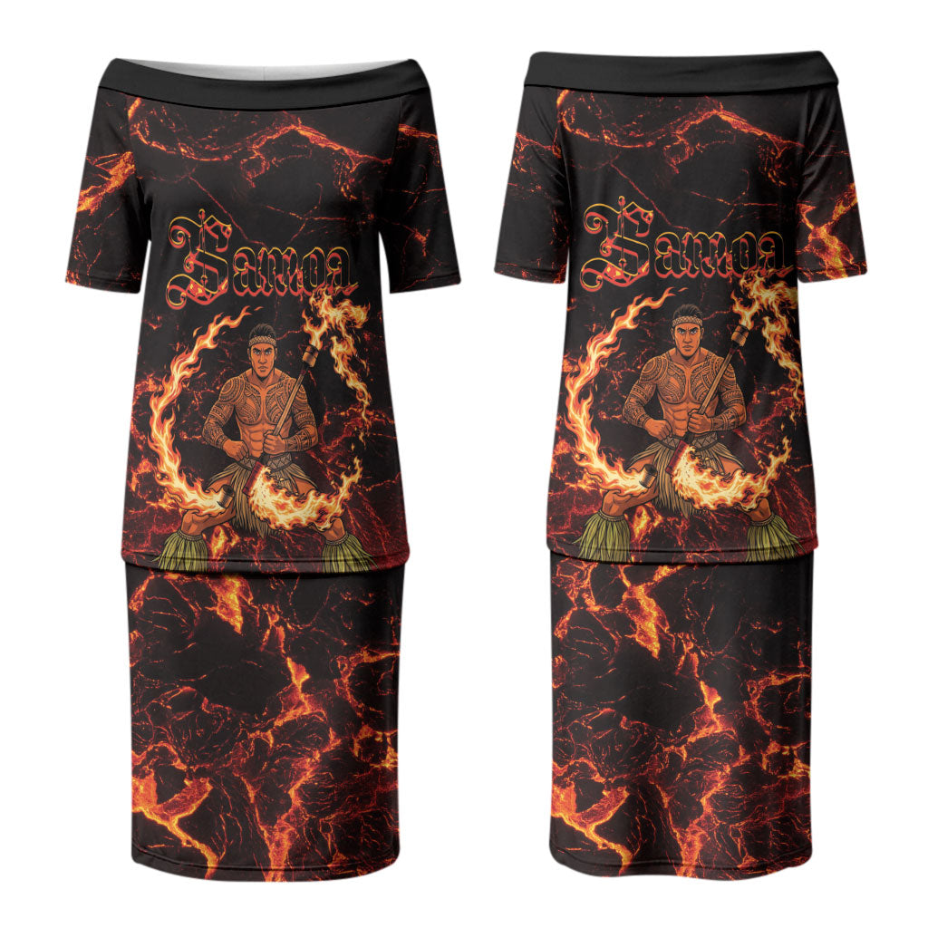 Samoa Siva Afi Dance Fireknife Family Matching Puletasi and Hawaiian Shirt Polynesian Heritage Fire Dance