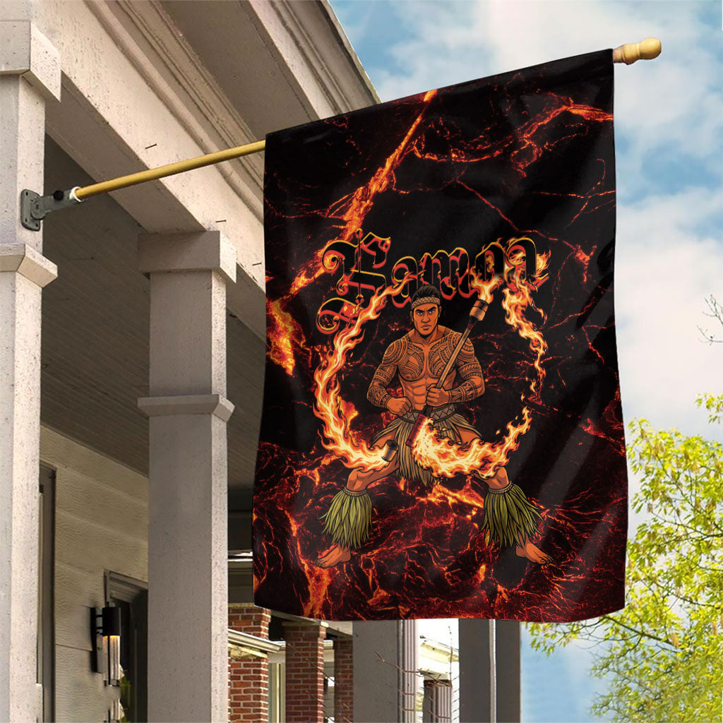 Samoa Siva Afi Dance Fireknife Garden Flag Polynesian Heritage Fire Dance