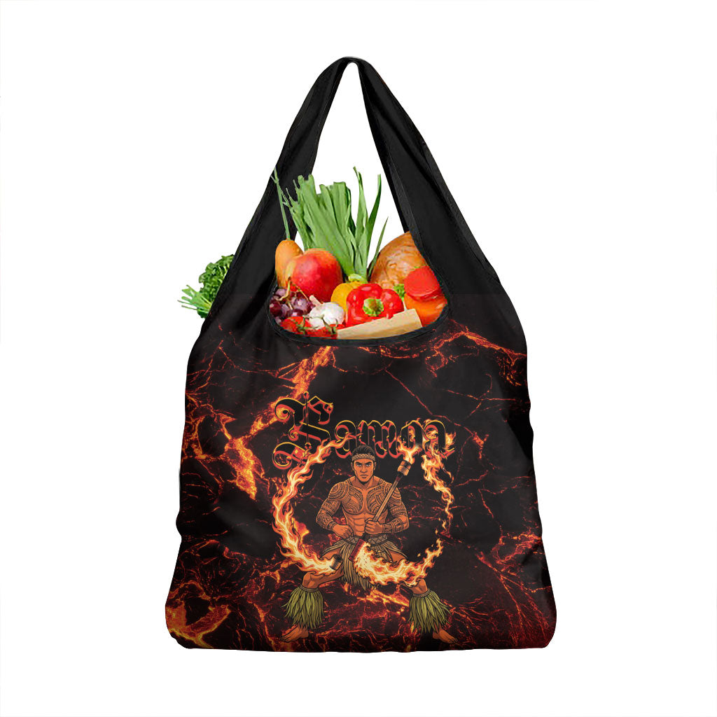 Samoa Siva Afi Dance Fireknife Grocery Bag Polynesian Heritage Fire Dance