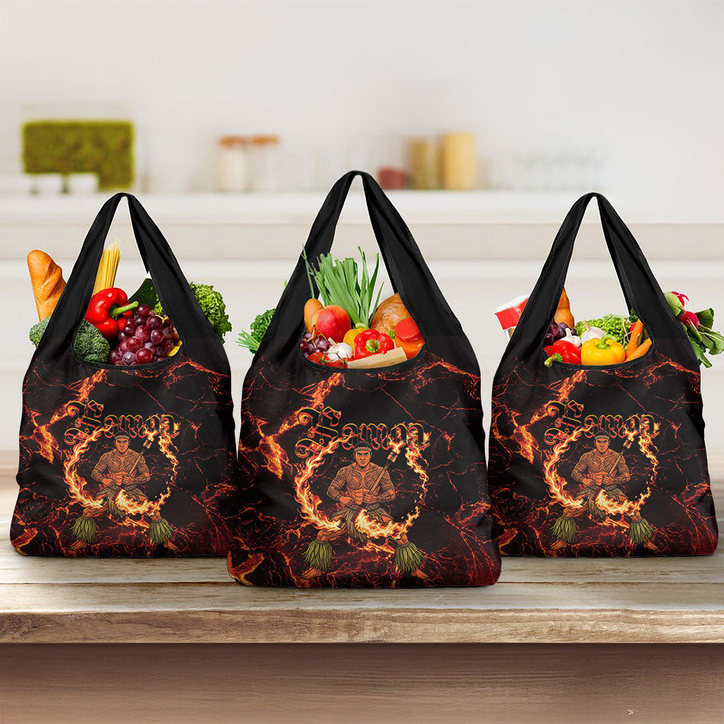 Samoa Siva Afi Dance Fireknife Grocery Bag Polynesian Heritage Fire Dance