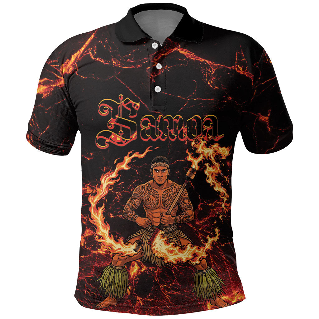Samoa Siva Afi Dance Fireknife Polo Shirt Polynesian Heritage Fire Dance