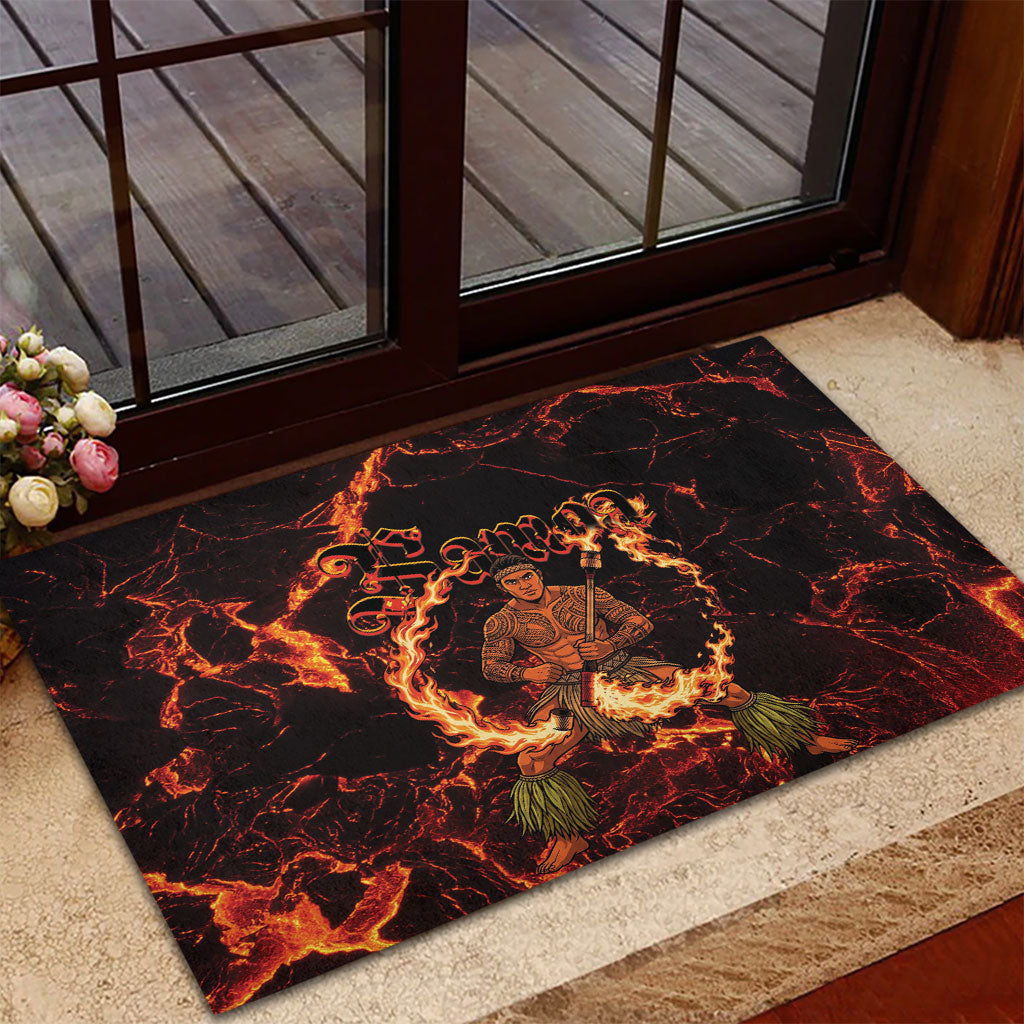 Samoa Siva Afi Dance Fireknife Rubber Doormat Polynesian Heritage Fire Dance