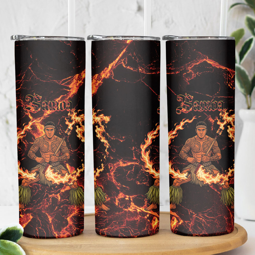 Samoa Siva Afi Dance Fireknife Skinny Tumbler Polynesian Heritage Fire Dance