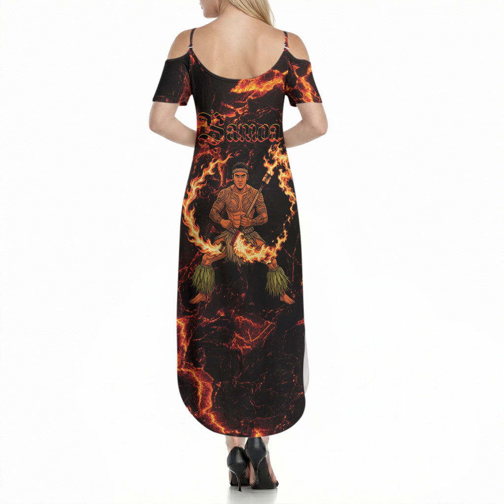 Samoa Siva Afi Dance Fireknife Summer Maxi Dress Polynesian Heritage Fire Dance