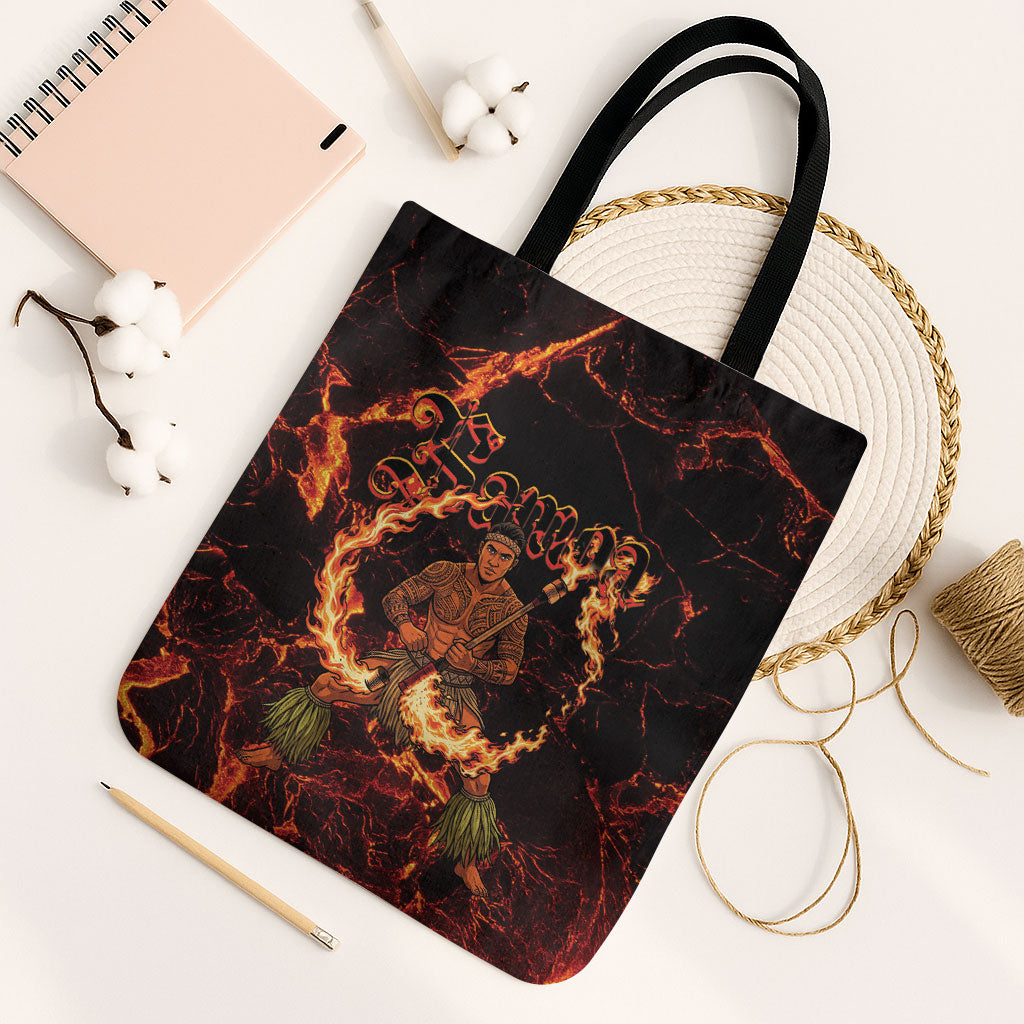 Samoa Siva Afi Dance Fireknife Tote Bag Polynesian Heritage Fire Dance