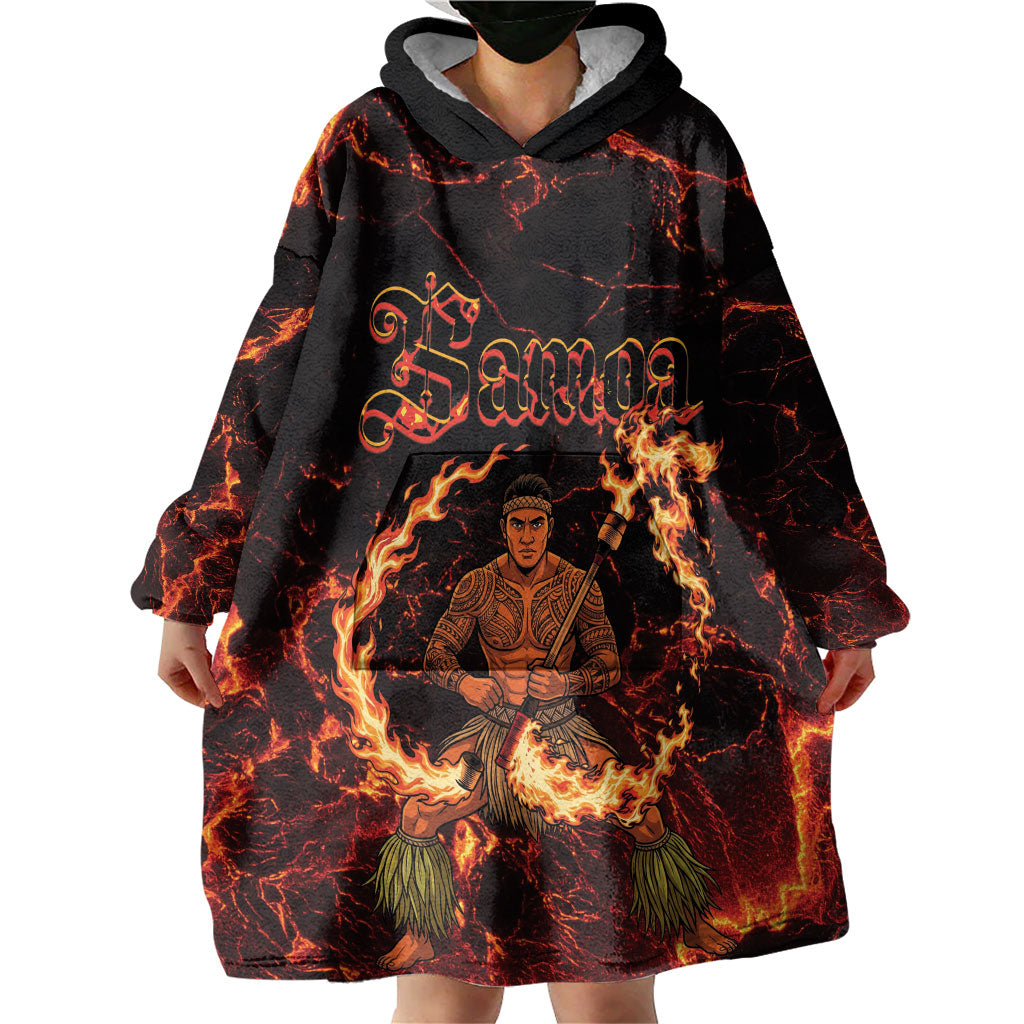 Samoa Siva Afi Dance Fireknife Wearable Blanket Hoodie Polynesian Heritage Fire Dance