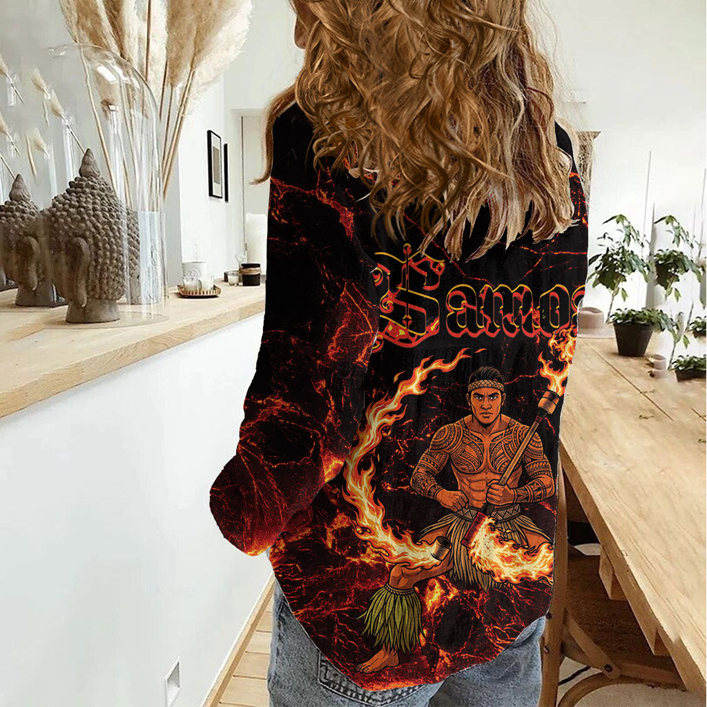 Samoa Siva Afi Dance Fireknife Women Casual Shirt Polynesian Heritage Fire Dance