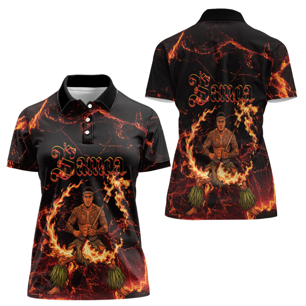 Samoa Siva Afi Dance Fireknife Women Polo Shirt Polynesian Heritage Fire Dance