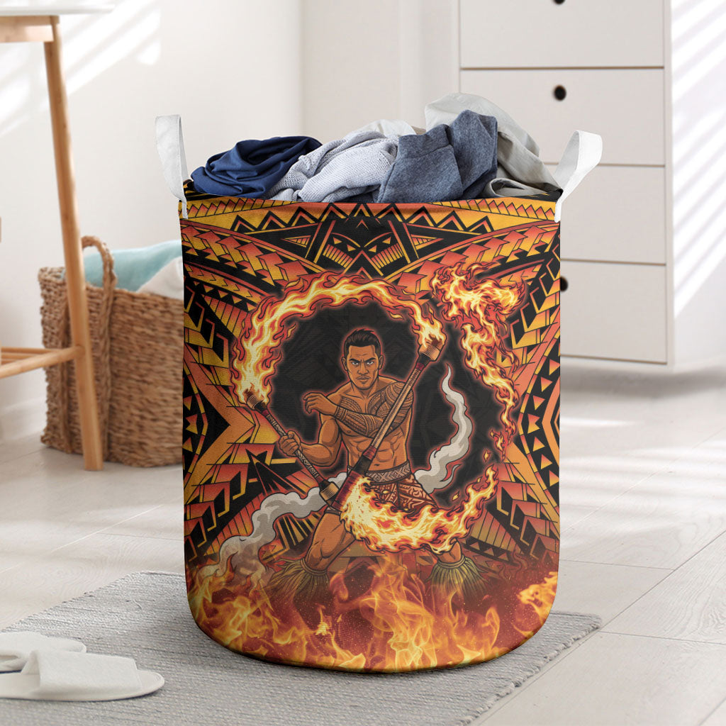 Samoa Siva Afi Dance Fireknife Laundry Basket Samoan Tribal Motif Dancing in the Fire