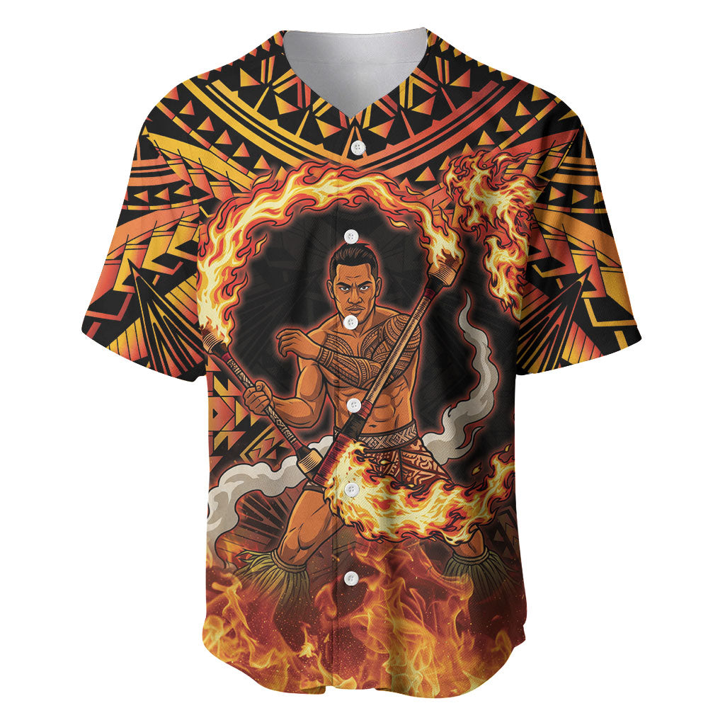 Samoa Siva Afi Dance Fireknife Baseball Jersey Samoan Tribal Motif Dancing in the Fire