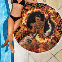 Samoa Siva Afi Dance Fireknife Beach Blanket Samoan Tribal Motif Dancing in the Fire