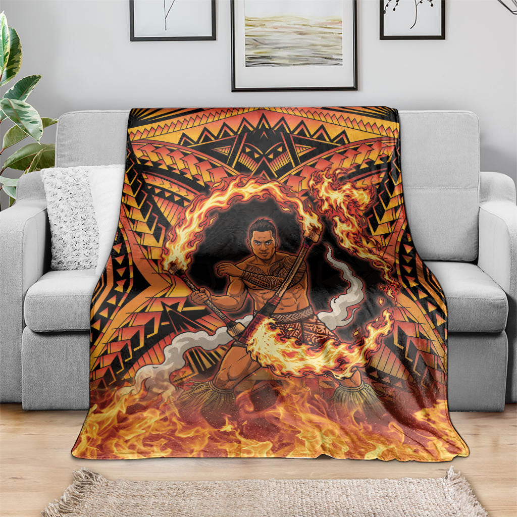 Samoa Siva Afi Dance Fireknife Blanket Samoan Tribal Motif Dancing in the Fire