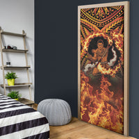 Samoa Siva Afi Dance Fireknife Door Cover Samoan Tribal Motif Dancing in the Fire