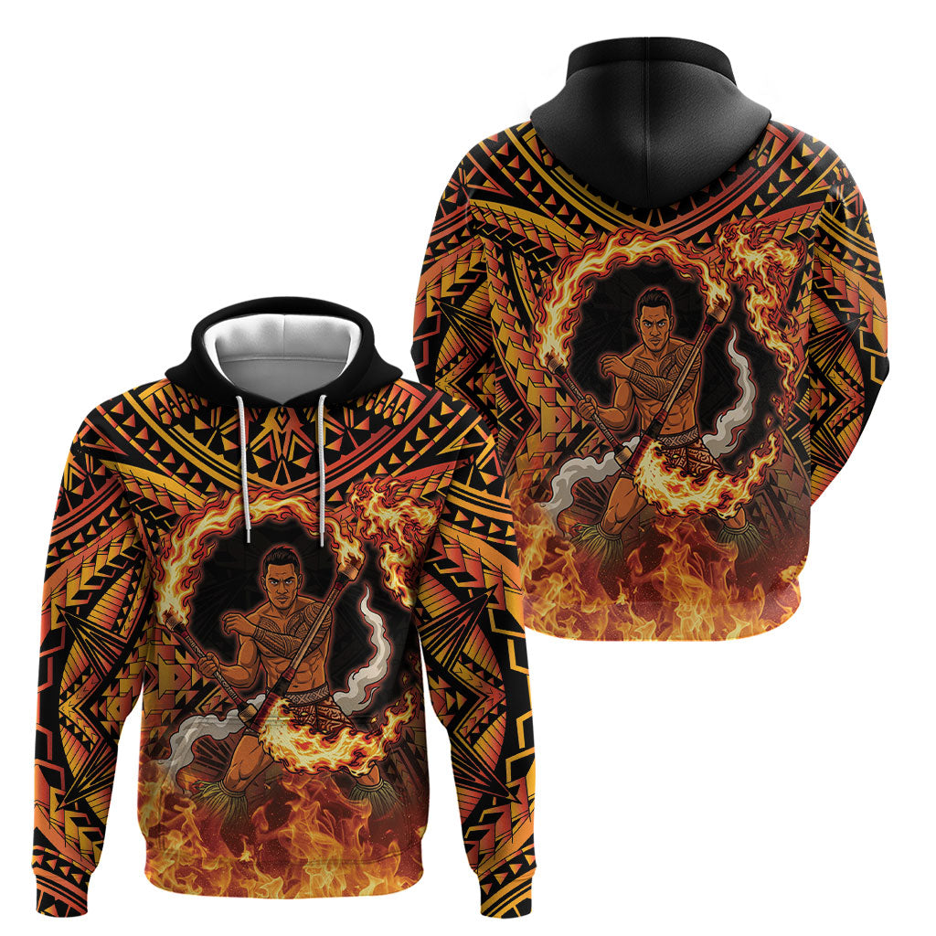 Samoa Siva Afi Dance Fireknife Hoodie Samoan Tribal Motif Dancing in the Fire