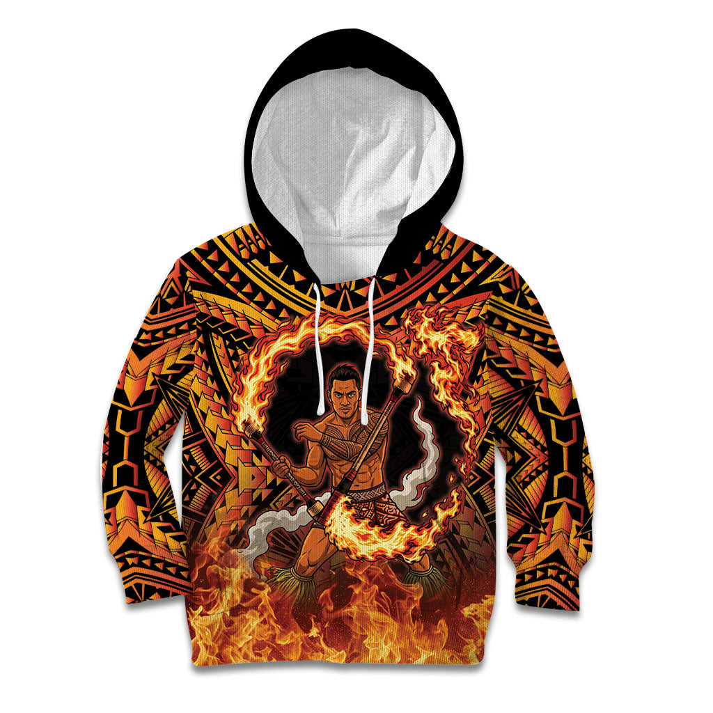 Samoa Siva Afi Dance Fireknife Kid Hoodie Samoan Tribal Motif Dancing in the Fire