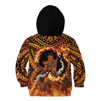 Samoa Siva Afi Dance Fireknife Kid Hoodie Samoan Tribal Motif Dancing in the Fire