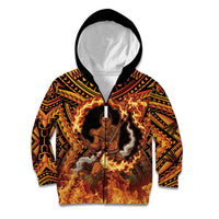 Samoa Siva Afi Dance Fireknife Kid Hoodie Samoan Tribal Motif Dancing in the Fire