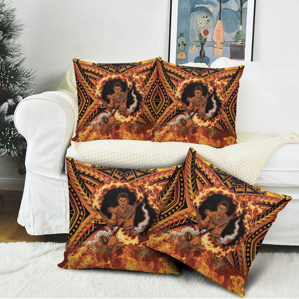 Samoa Siva Afi Dance Fireknife Pillow Cover Samoan Tribal Motif Dancing in the Fire