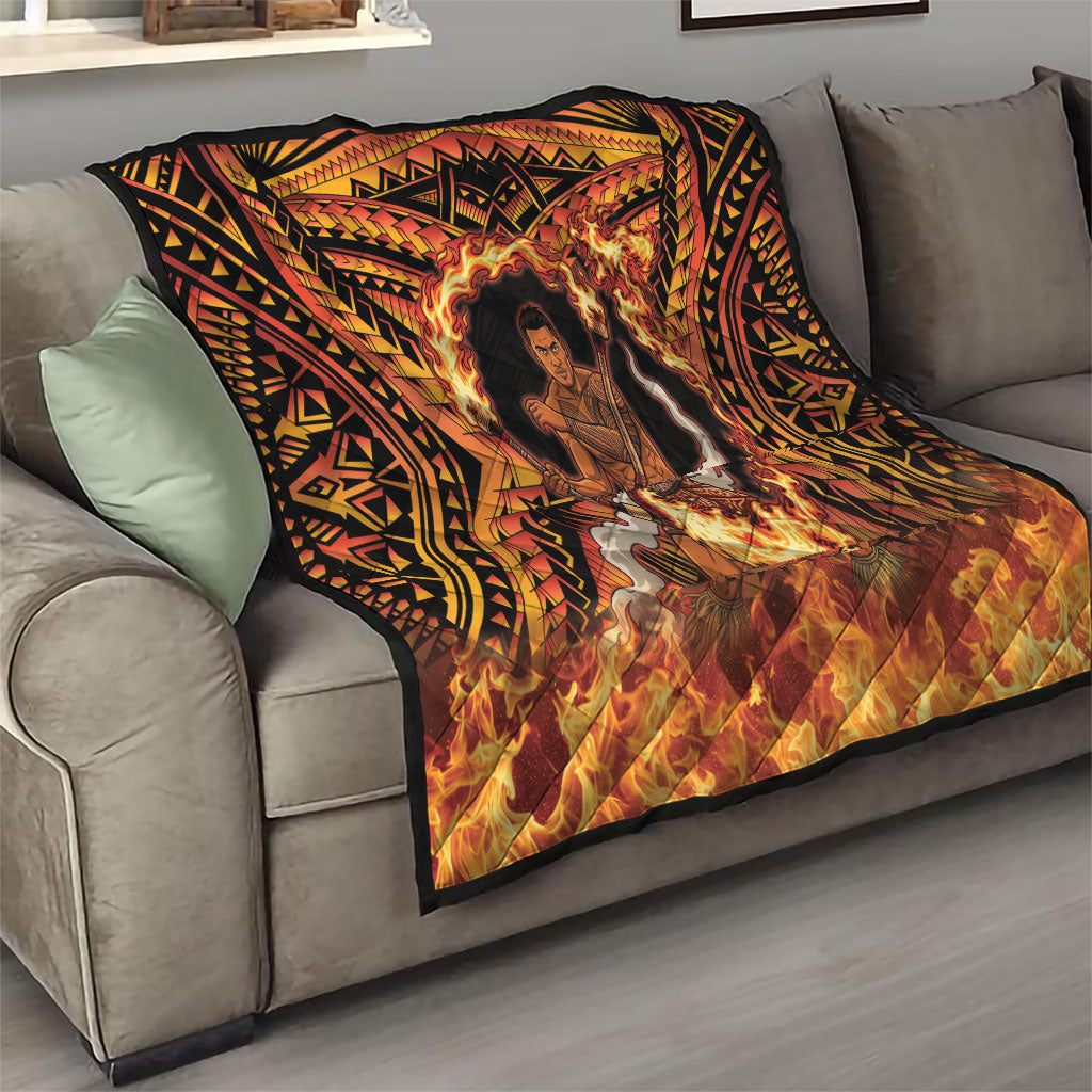 Samoa Siva Afi Dance Fireknife Quilt Samoan Tribal Motif Dancing in the Fire