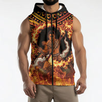 Samoa Siva Afi Dance Fireknife Sleeveless Zip Hoodie Samoan Tribal Motif Dancing in the Fire