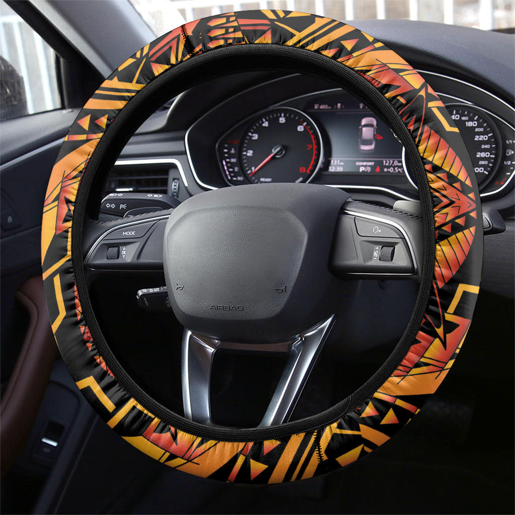 Samoa Siva Afi Dance Fireknife Steering Wheel Cover Samoan Tribal Motif Dancing in the Fire