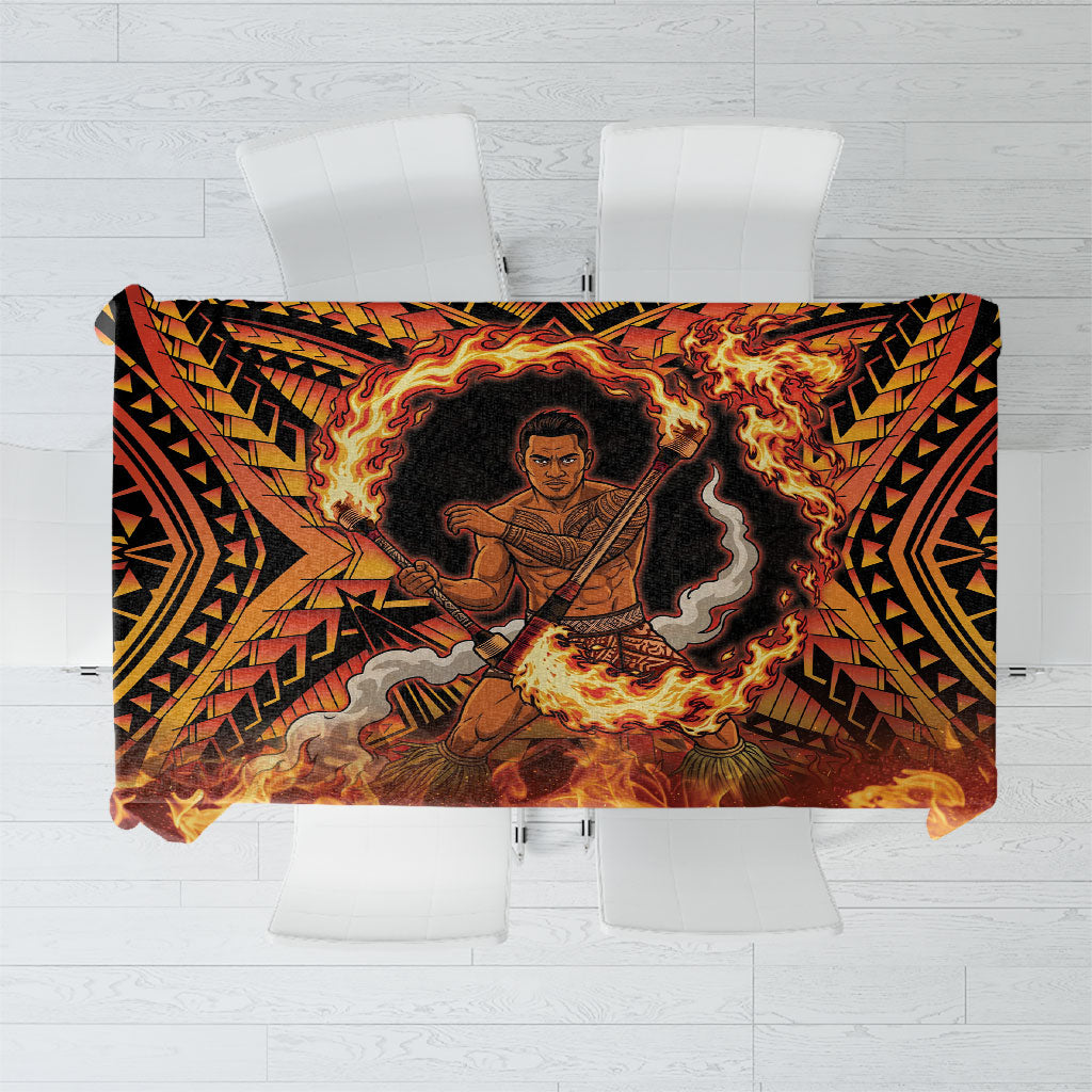 Samoa Siva Afi Dance Fireknife Tablecloth Samoan Tribal Motif Dancing in the Fire