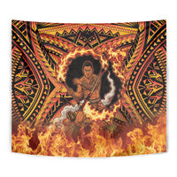 Samoa Siva Afi Dance Fireknife Tapestry Samoan Tribal Motif Dancing in the Fire
