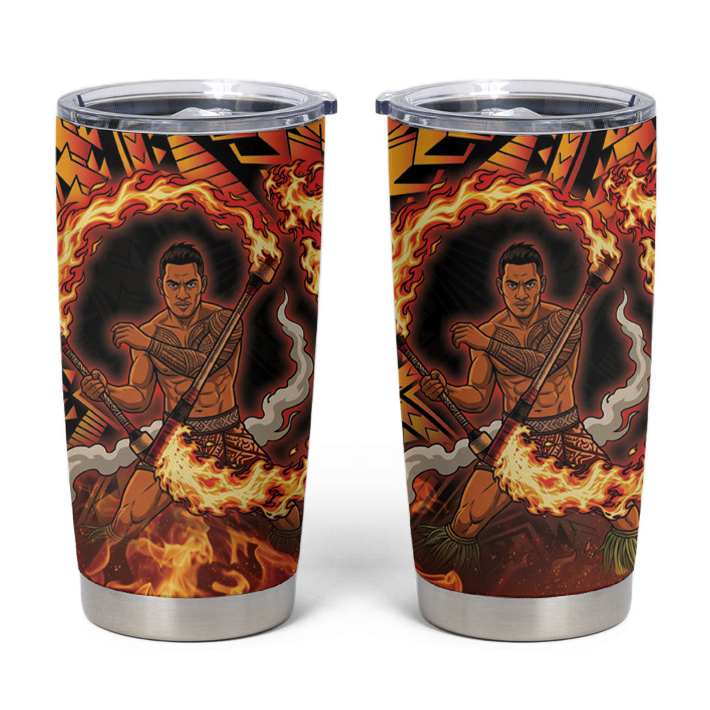 Samoa Siva Afi Dance Fireknife Tumbler Cup Samoan Tribal Motif Dancing in the Fire