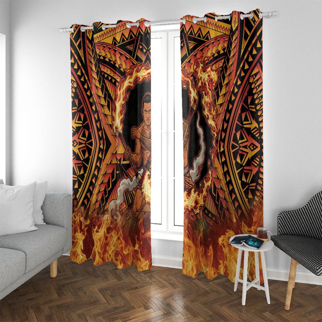 Samoa Siva Afi Dance Fireknife Window Curtain Samoan Tribal Motif Dancing in the Fire
