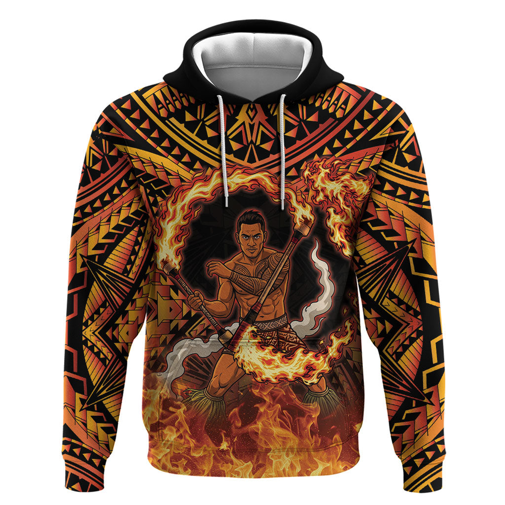 Samoa Siva Afi Dance Fireknife Zip Hoodie Samoan Tribal Motif Dancing in the Fire