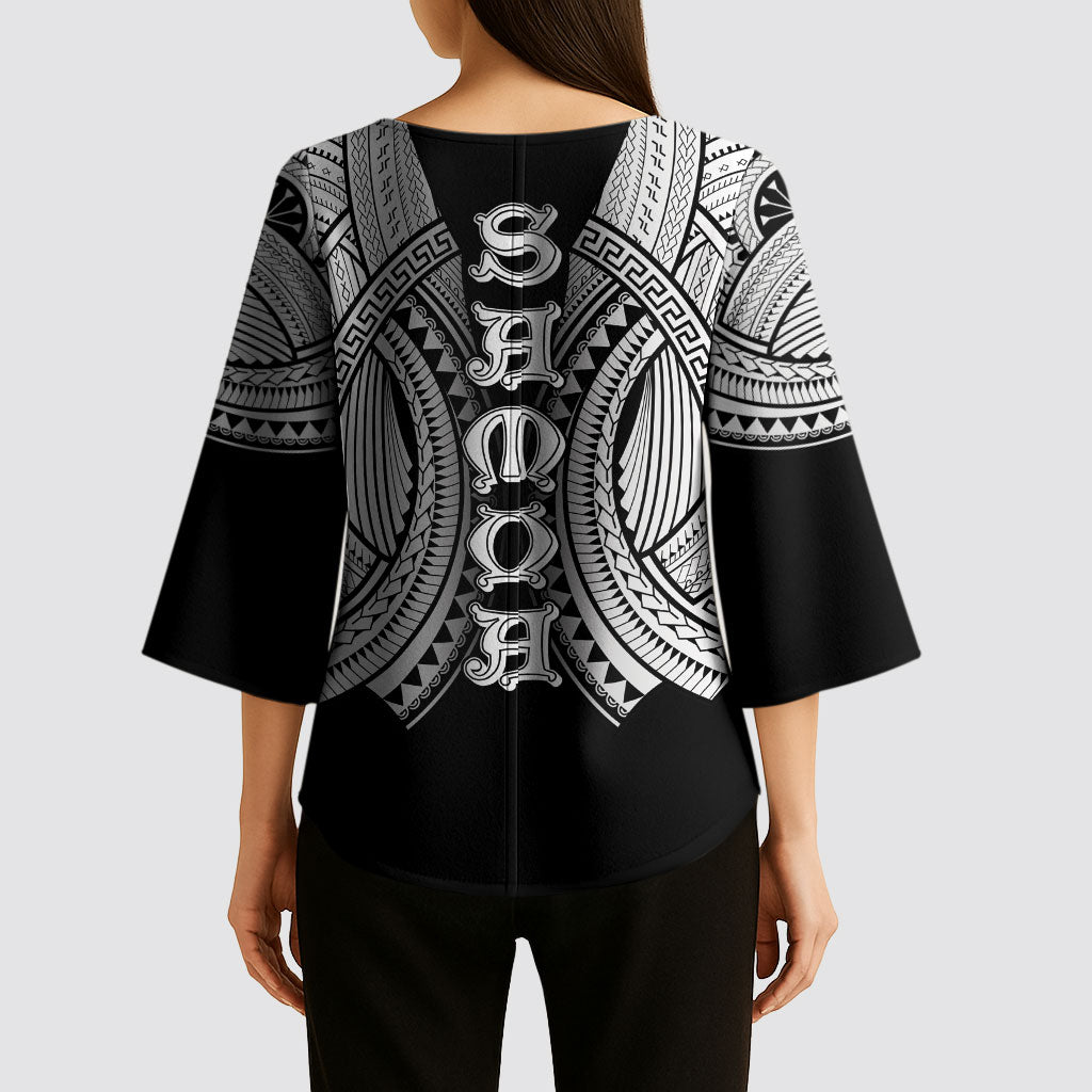 Samoan Ula Nifo Afi Tribal Kimono Sleeve Blouse Polynesian Pattern