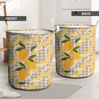 Maku'e Hawaiian Mango Palaka Laundry Basket Aloha Hibiscus Pikake Lei