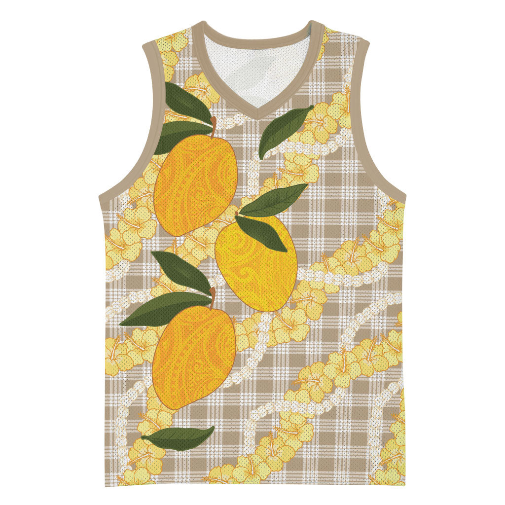 Maku'e Hawaiian Mango Palaka Basketball Jersey Aloha Hibiscus Pikake Lei