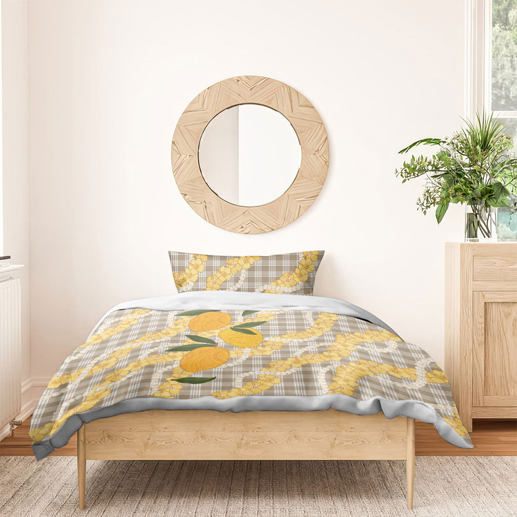 Maku'e Hawaiian Mango Palaka Bedding Set Aloha Hibiscus Pikake Lei
