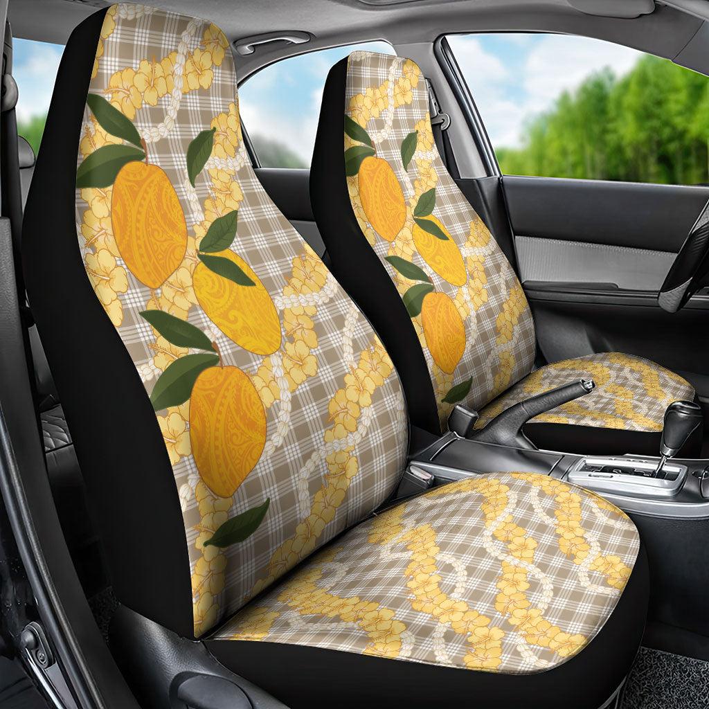 Maku'e Hawaiian Mango Palaka Car Seat Cover Aloha Hibiscus Pikake Lei