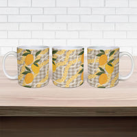 Maku'e Hawaiian Mango Palaka Ceramic Mug Aloha Hibiscus Pikake Lei
