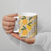 Maku'e Hawaiian Mango Palaka Ceramic Mug Aloha Hibiscus Pikake Lei