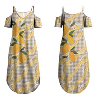 Maku'e Hawaiian Mango Palaka Couples Matching Summer Maxi Dress and Long Sleeve Button Shirt Aloha Hibiscus Pikake Lei