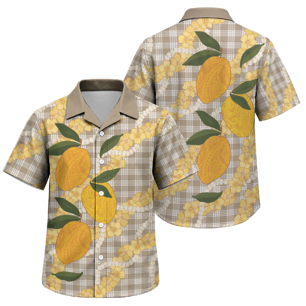 Maku'e Hawaiian Mango Palaka Family Matching Tank Maxi Dress and Hawaiian Shirt Aloha Hibiscus Pikake Lei
