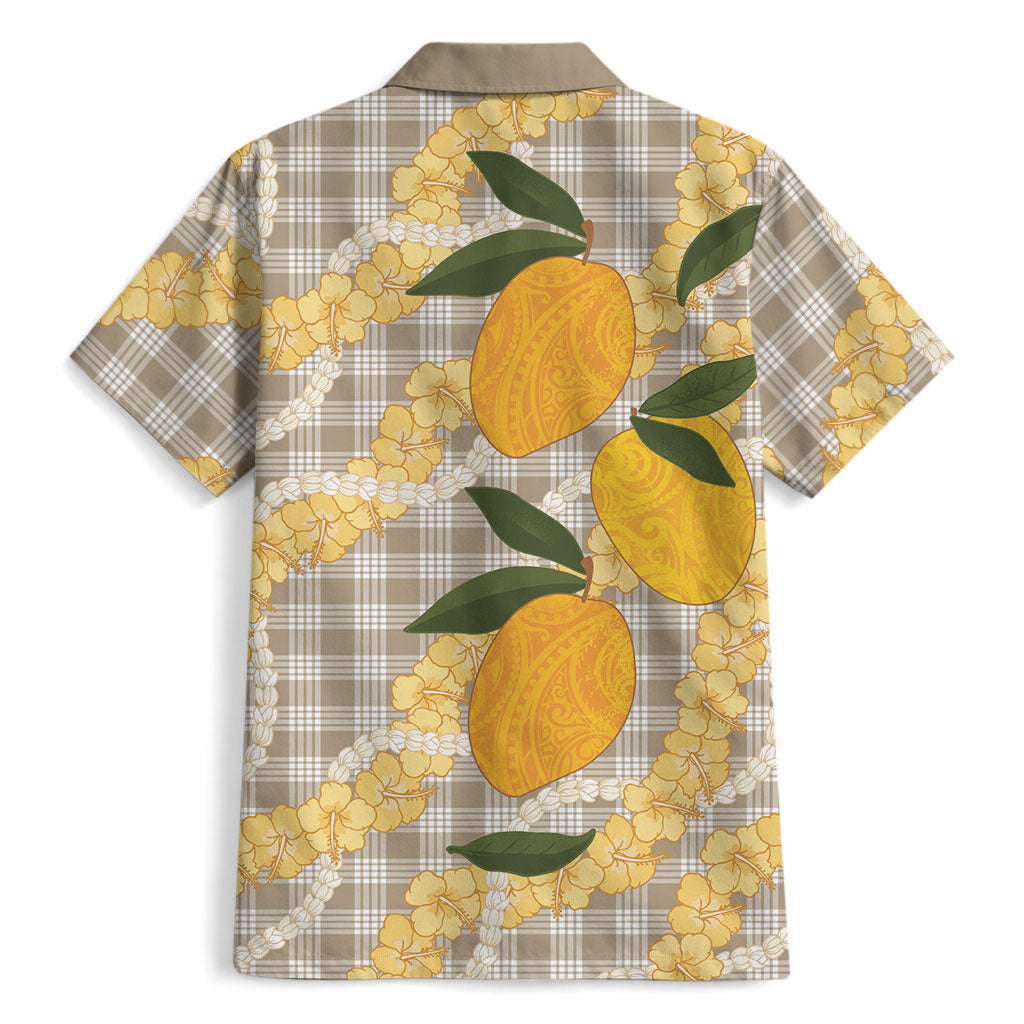 Maku'e Hawaiian Mango Palaka Hawaiian Shirt Aloha Hibiscus Pikake Lei