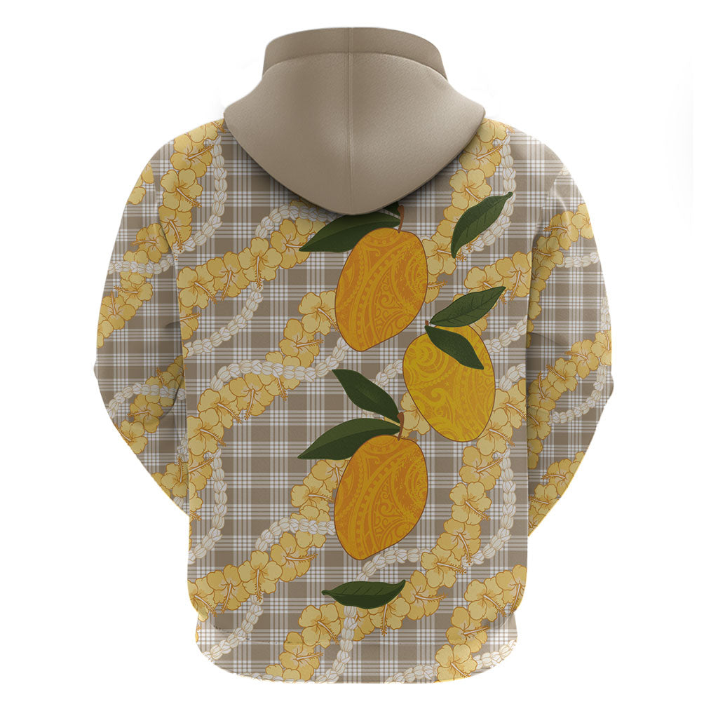 Maku'e Hawaiian Mango Palaka Hoodie Aloha Hibiscus Pikake Lei