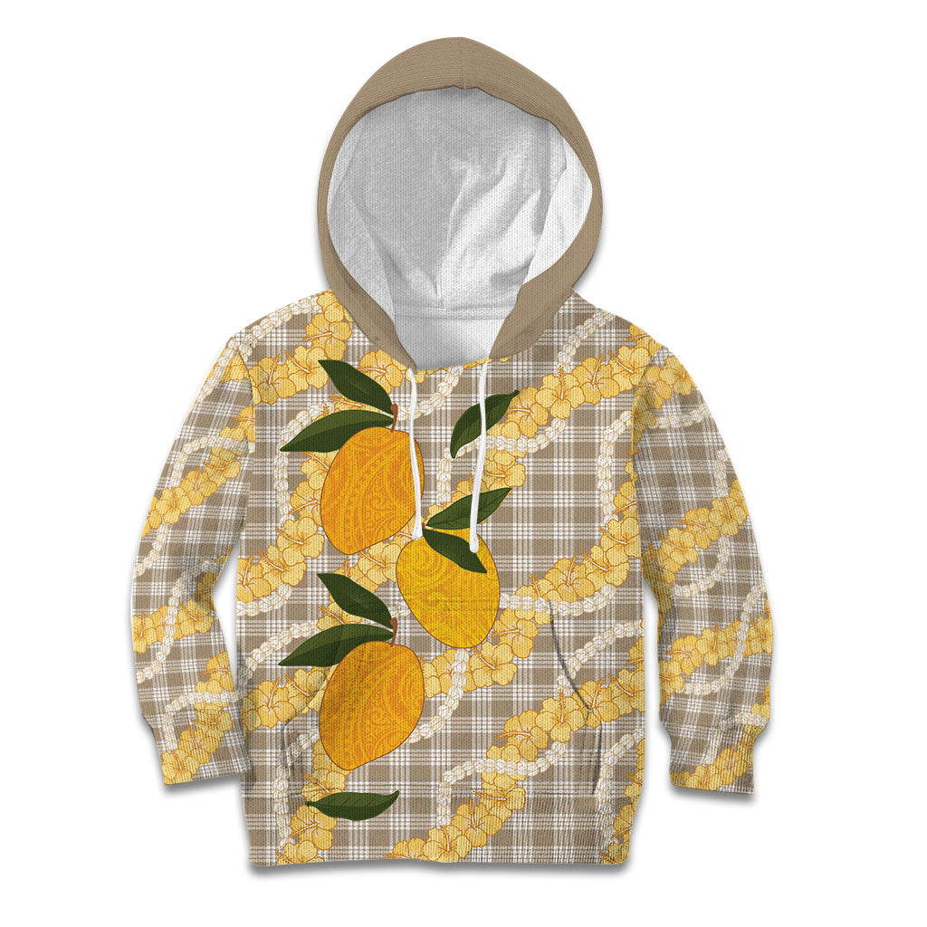 Maku'e Hawaiian Mango Palaka Kid Hoodie Aloha Hibiscus Pikake Lei